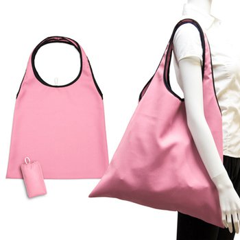 肩揹摺疊環保袋-150D斜紋布/可選色-單面單色印刷購物袋(附小收納袋)_3