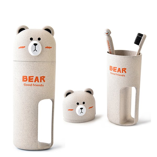 環保小麥小熊造型旅行牙刷組-11