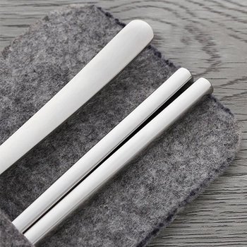 304不鏽鋼餐具2件組-筷.匙-附毛氈布套收納袋_1