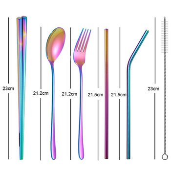 不鏽鋼餐具6件組-筷.叉.匙.吸管x2.刷子-附束口收納袋_2