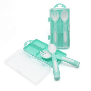 塑料餐具2件組(兒童餐具)-叉.匙-附透明塑膠收納盒-掛勾設計_0