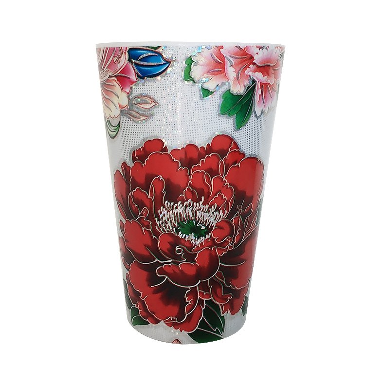 中式花卉印花耐用塑膠隨身杯_1