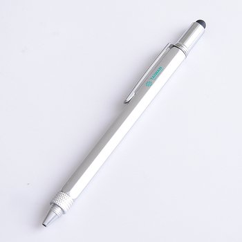 觸控筆-旋轉式測量尺-塑膠筆管原子筆可印刷logo_0