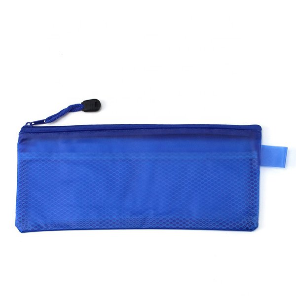 透明拉鍊鉛筆盒-PVC+網眼布筆袋-1