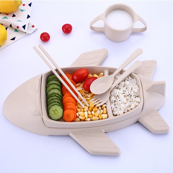 飛艇造形兒童小麥餐盒套組-3