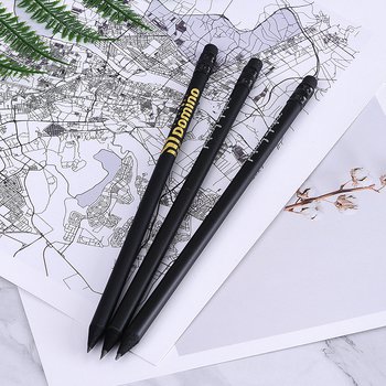 黑木鉛筆單色印刷-消光黑筆桿附橡皮擦頭-採購批發製作贈品筆_8