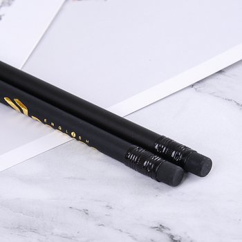 黑木鉛筆單色印刷-消光黑筆桿附橡皮擦頭-採購批發製作贈品筆_7