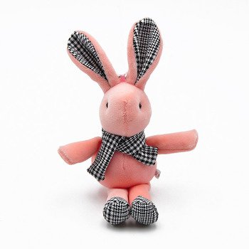 鑰匙圈-10cm毛絨兔子鑰匙圈-金屬珠鍊吊飾 _3