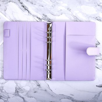 25K馬卡龍紫色工商日誌-磁扣式活頁筆記本-可訂製內頁及客製化加印LOGO_2