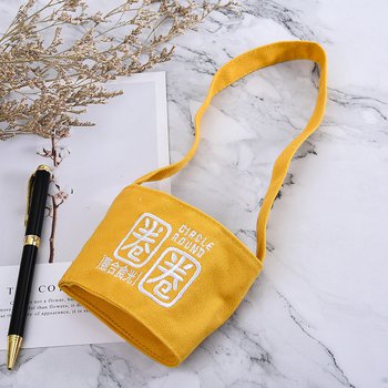 環保杯袋-8安黃色全棉飲料杯套-可客製化印刷企業LOGO或宣傳標語_4