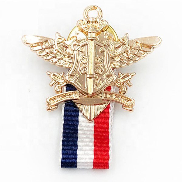 海軍風絲帶金屬金翼徽章-1