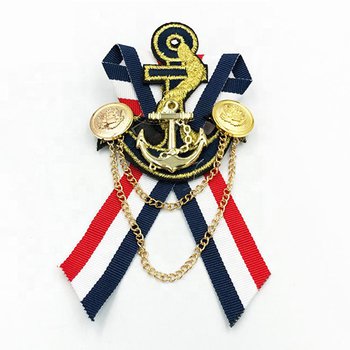 海軍風緞帶鍊條金屬徽章_0