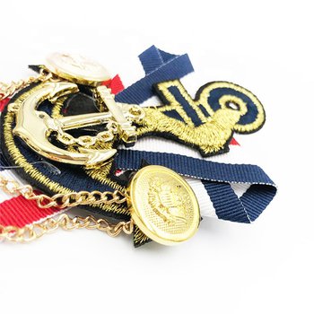 海軍風緞帶鍊條金屬徽章_3