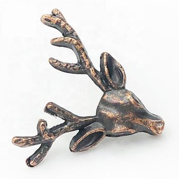 立體仿古銅鋅合金屬徽章-蝴蝶帽胸章-麋鹿造型_0