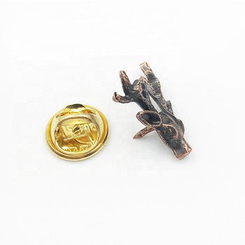 立體仿古銅鋅合金屬徽章-蝴蝶帽胸章-麋鹿造型_2