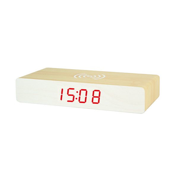 木製LED無線充電器桌上電子鐘_1