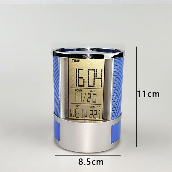 多功能溫度計數字鬧鐘筆筒-1