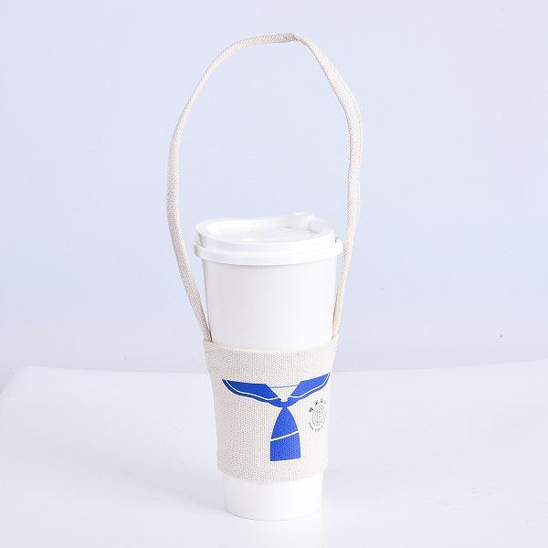 環保杯袋-米白帆布杯套_1