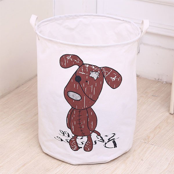 卡通小狗收納籃-帆布可摺疊洗衣籃-1