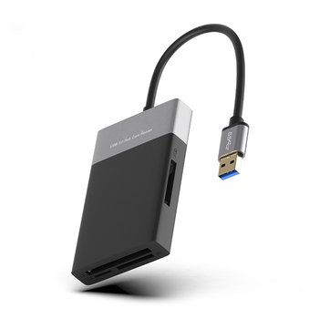 USB 3.0讀卡機-支援TF/CF/SD/XQD卡/2USB 3.0-ABS塑料 鋁合金_0