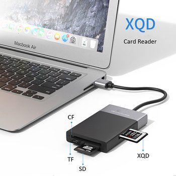 USB 3.0讀卡機-支援TF/CF/SD/XQD卡/2USB 3.0-ABS塑料 鋁合金_1