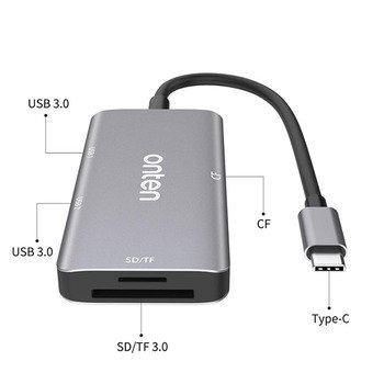 Type C讀卡機-支援CF/SD/TF卡/2USB 3.0-ABS塑料 鋁合金_3