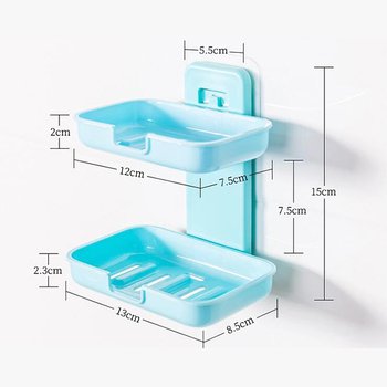 無痕貼壁掛式雙層塑料肥皂架-長方形_4