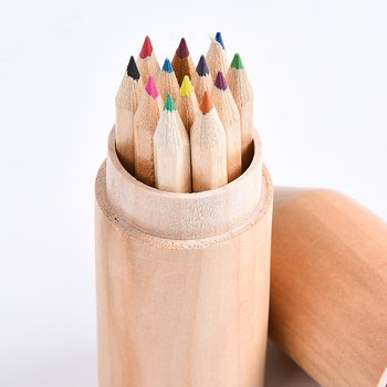 12色短彩色鉛筆-木圓筆筒廣告印刷禮品-客製印刷贈品筆_3