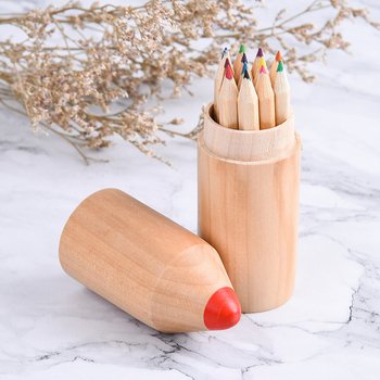12色短彩色鉛筆-木圓筆筒廣告印刷禮品-客製印刷贈品筆_4