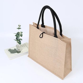 撞色鈕扣封口黃麻購物袋-客製化手提袋_3