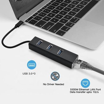 Type-C接口HUB集線器-3USB-鋁合金材質-可連接網路線_4