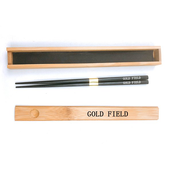 便攜式餐具組-黑色木製筷子-竹盒-2