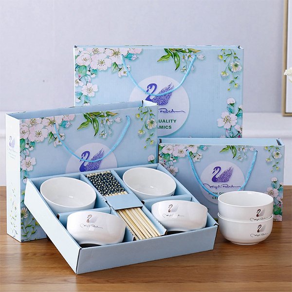 陶瓷碗禮盒組-4碗4筷-6