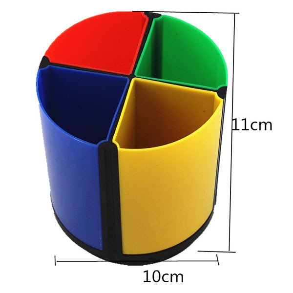 彩色四格旋轉塑膠筆筒-3