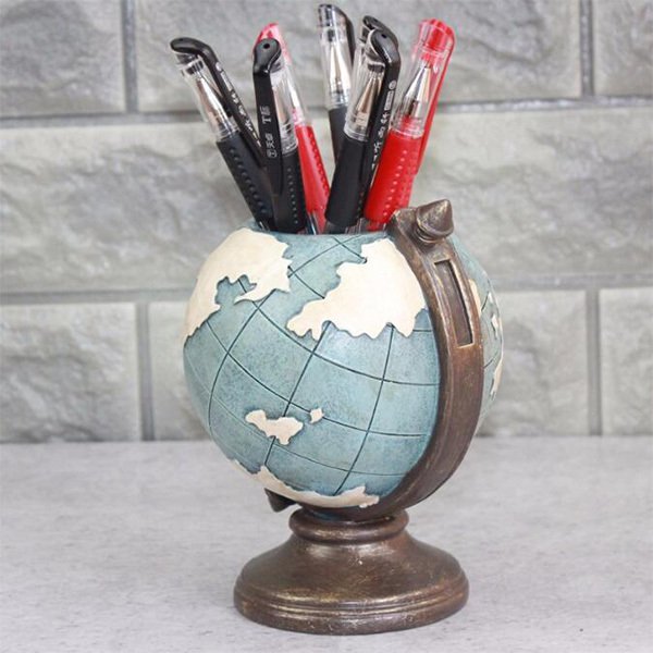 地球儀造型樹脂筆筒-5