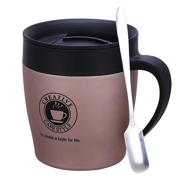 不鏽鋼保溫咖啡馬克杯-附湯匙-2