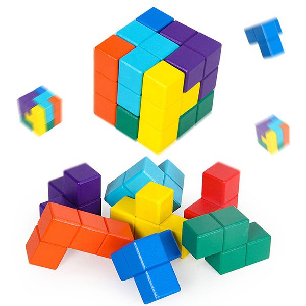 彩色3D立體木製拼圖-2