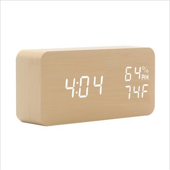 木製LED顯示溫度鬧鐘 _0