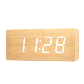 木製LED顯示溫度鬧鐘 _1