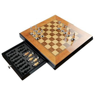 抽屜式可收納木製西洋棋套組_0