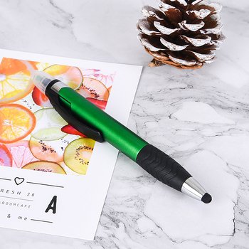 觸控筆-按壓式原子筆附螢光筆-採購客製印刷贈品筆-可印刷logo _4
