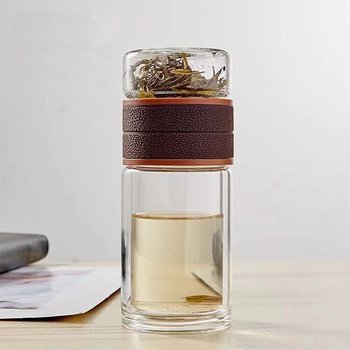 250ml木蓋雙層玻璃 | 茶水分離杯(客製化印刷LOGO)_2