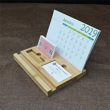 20*15cm多功能月曆架-竹木桌曆架 _2