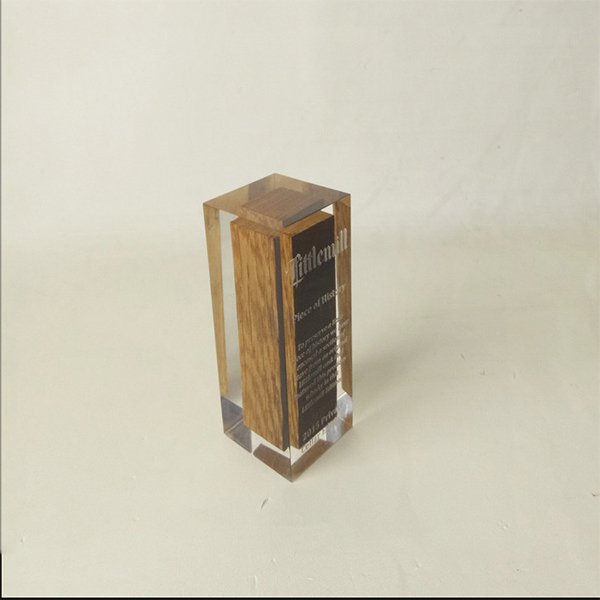 方型透明壓克力木製紙鎮-2