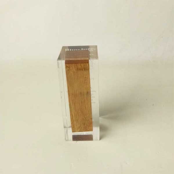 方型透明壓克力木製紙鎮-3