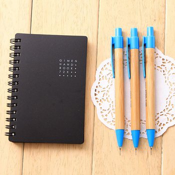 竹製藍色筆夾自動鉛筆_1