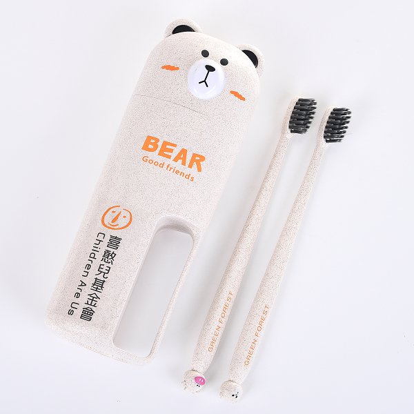 環保小麥小熊造型旅行牙刷組-10