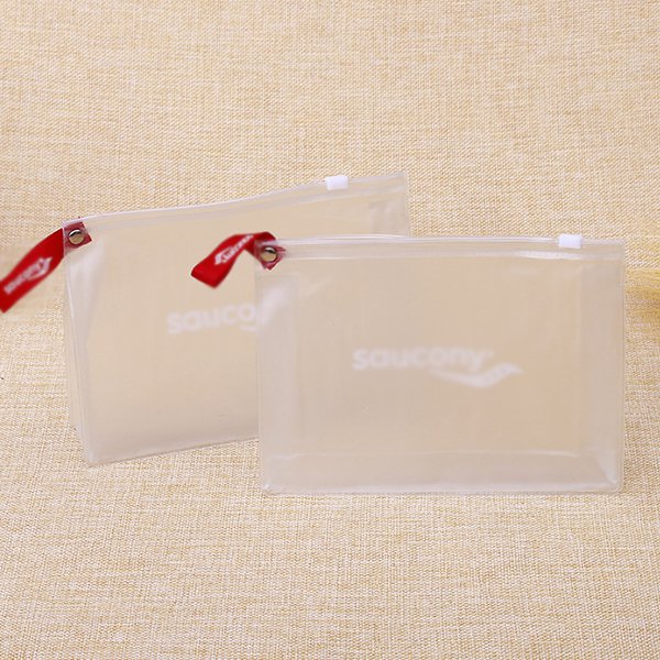 紅色緞帶PVC透明磨砂拉鍊袋-2