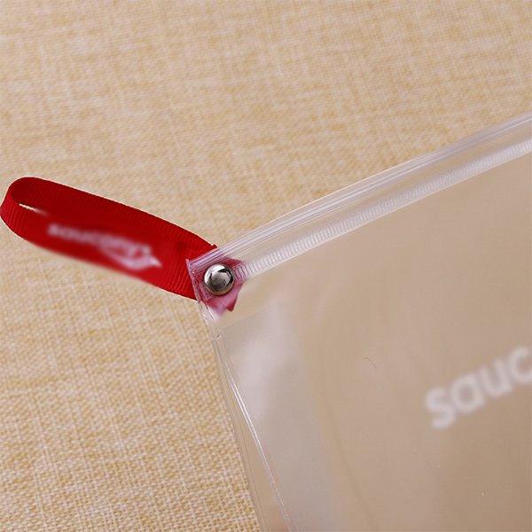 紅色緞帶PVC透明磨砂拉鍊袋-5