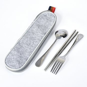不鏽鋼餐具3件組-筷.叉.匙-附毛氈布拉鍊收納袋(內層鋁箔)-掛勾設計_4